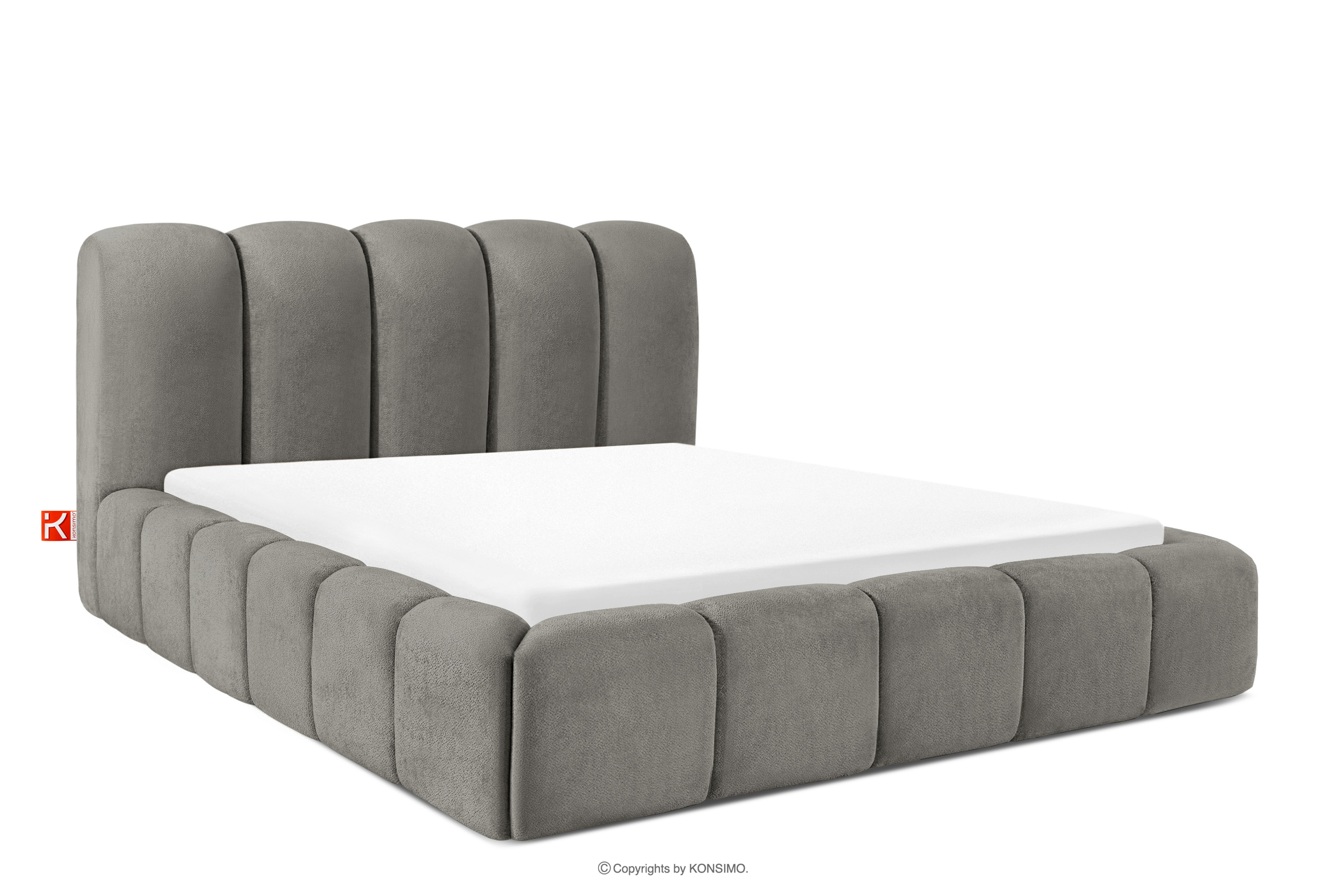 Čalúnená posteľ 160 cm s tmavosivým prešívaním
