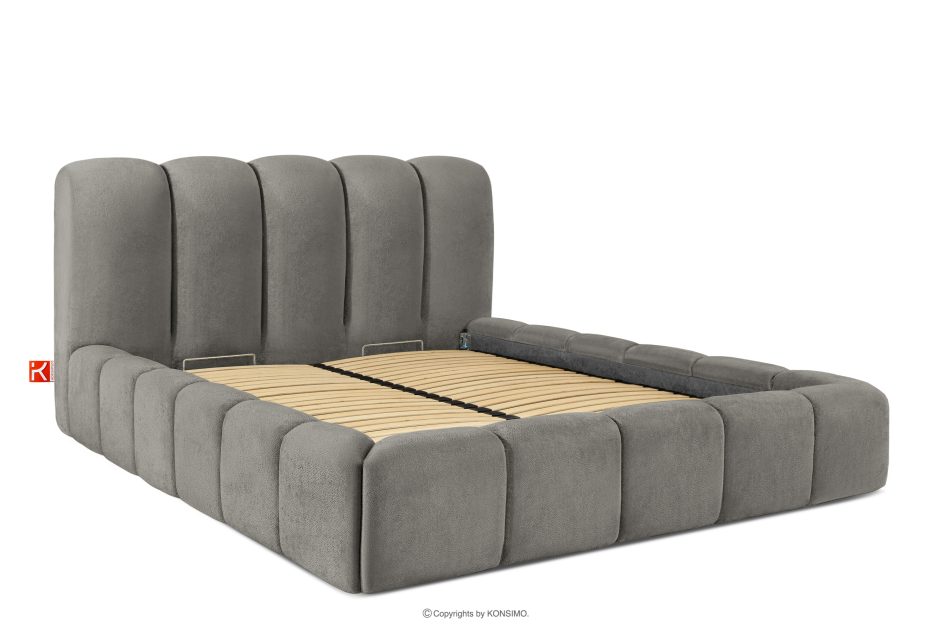 MERIDE Čalúnená posteľ 160 cm s tmavosivým prešívaním tmavo šedá - obrázok 2