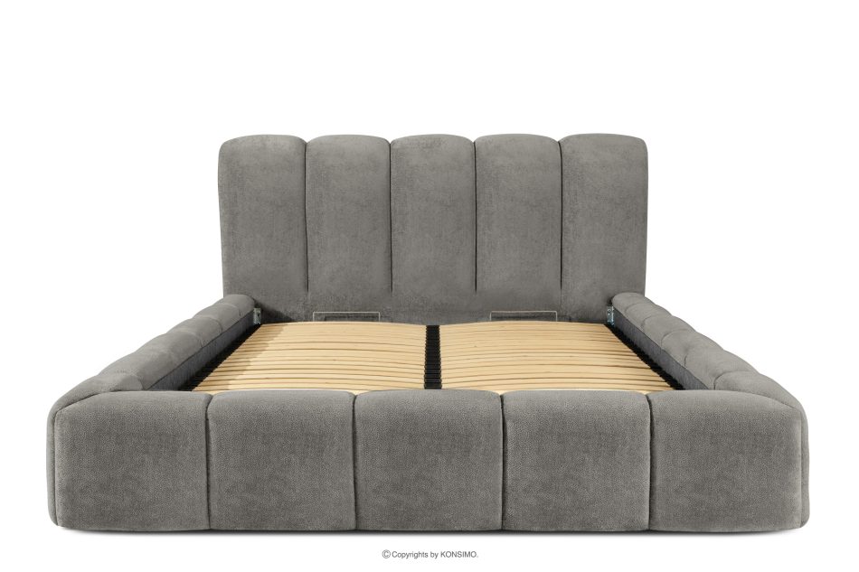 MERIDE Čalúnená posteľ 160 cm s tmavosivým prešívaním tmavo šedá - obrázok 3