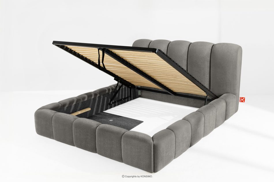 MERIDE Čalúnená posteľ 160 cm s tmavosivým prešívaním tmavo šedá - obrázok 7