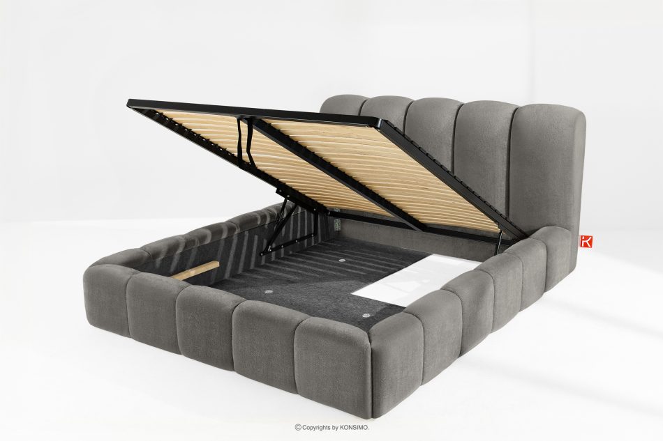 MERIDE Čalúnená posteľ 160 cm s tmavosivým prešívaním tmavo šedá - obrázok 9