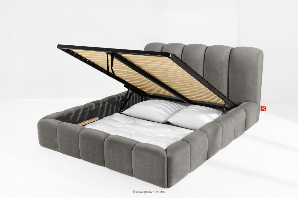 MERIDE Čalúnená posteľ 160 cm s tmavosivým prešívaním tmavo šedá - obrázok 11