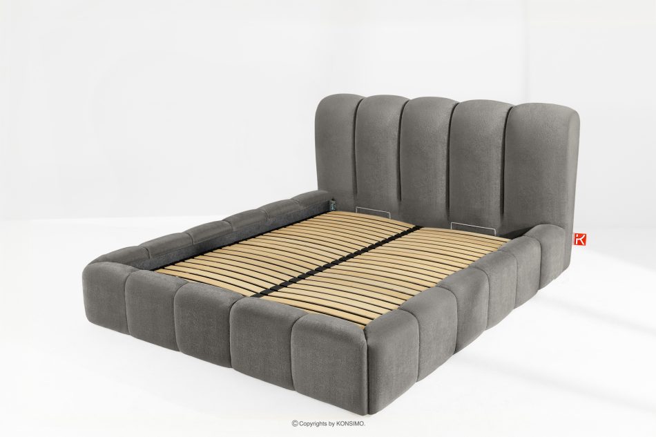 MERIDE Čalúnená posteľ 160 cm s tmavosivým prešívaním tmavo šedá - obrázok 12