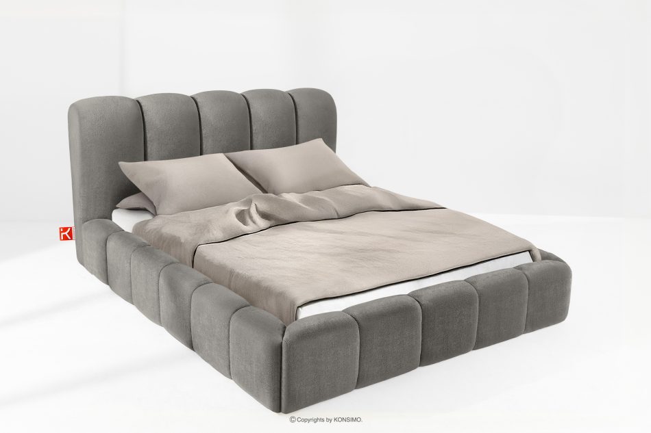 MERIDE Čalúnená posteľ 160 cm s tmavosivým prešívaním tmavo šedá - obrázok 1