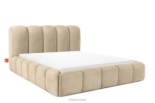 MERIDE, https://konsimo.sk/kolekcie/meride/ Čalúnená posteľ 160 cm v štýle Japandi s béžovým prešívaním béžová - obrázok