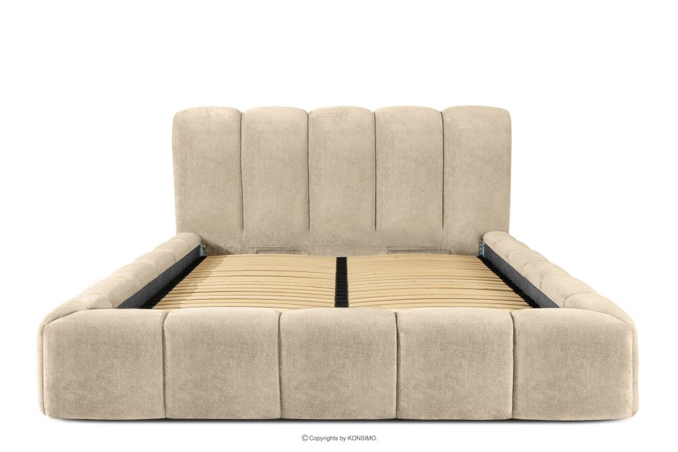 MERIDE Čalúnená posteľ 160 cm v štýle Japandi s béžovým prešívaním béžová - obrázok 3