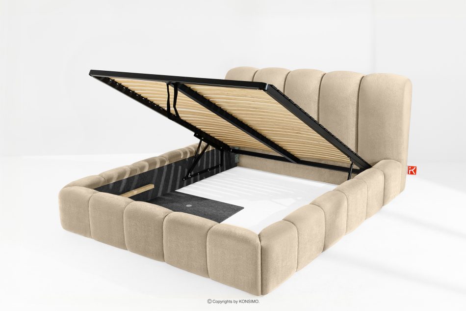 MERIDE Čalúnená posteľ 160 cm v štýle Japandi s béžovým prešívaním béžová - obrázok 7