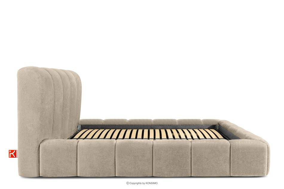 MERIDE Čalúnená posteľ 160 cm v štýle Japandi so sivobéžovým prešívaním šedo-béžová - obrázok 4