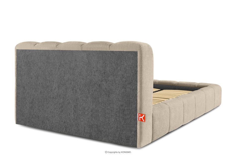 MERIDE Čalúnená posteľ 160 cm v štýle Japandi so sivobéžovým prešívaním šedo-béžová - obrázok 5