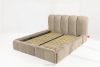 MERIDE Čalúnená posteľ 160 cm v štýle Japandi so sivobéžovým prešívaním šedo-béžová - obrázok 13