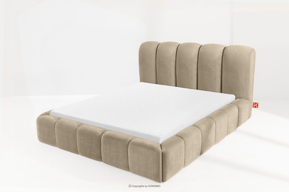 MERIDE Čalúnená posteľ 160 cm v štýle Japandi so sivobéžovým prešívaním šedo-béžová - obrázok 13
