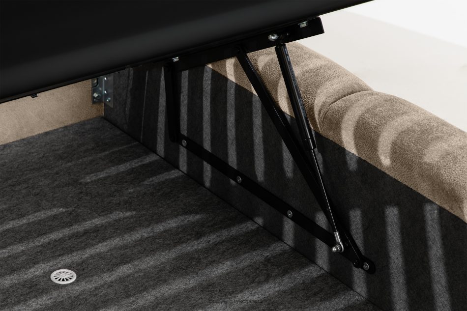 MERIDE Čalúnená posteľ 160 cm v štýle Japandi so sivobéžovým prešívaním šedo-béžová - obrázok 16