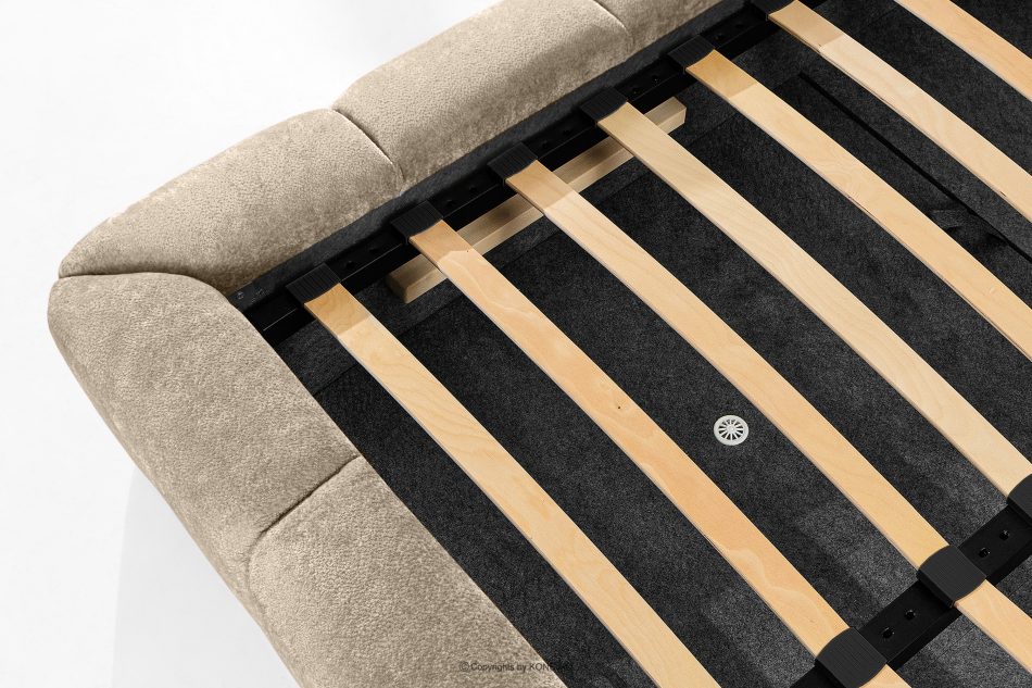 MERIDE Čalúnená posteľ 160 cm v štýle Japandi so sivobéžovým prešívaním šedo-béžová - obrázok 18