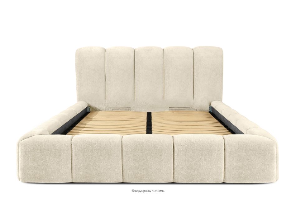 MERIDE Čalúnená posteľ 160 cm v štýle Japandi s ecru prešívaním ekru - obrázok 3
