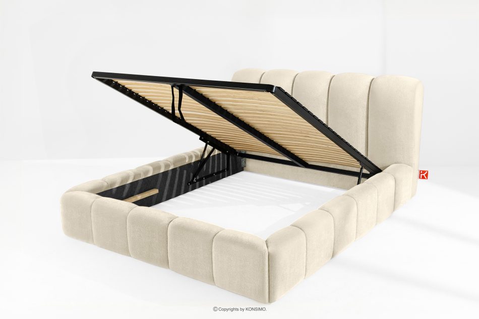 MERIDE Čalúnená posteľ 160 cm v štýle Japandi s ecru prešívaním ekru - obrázok 6