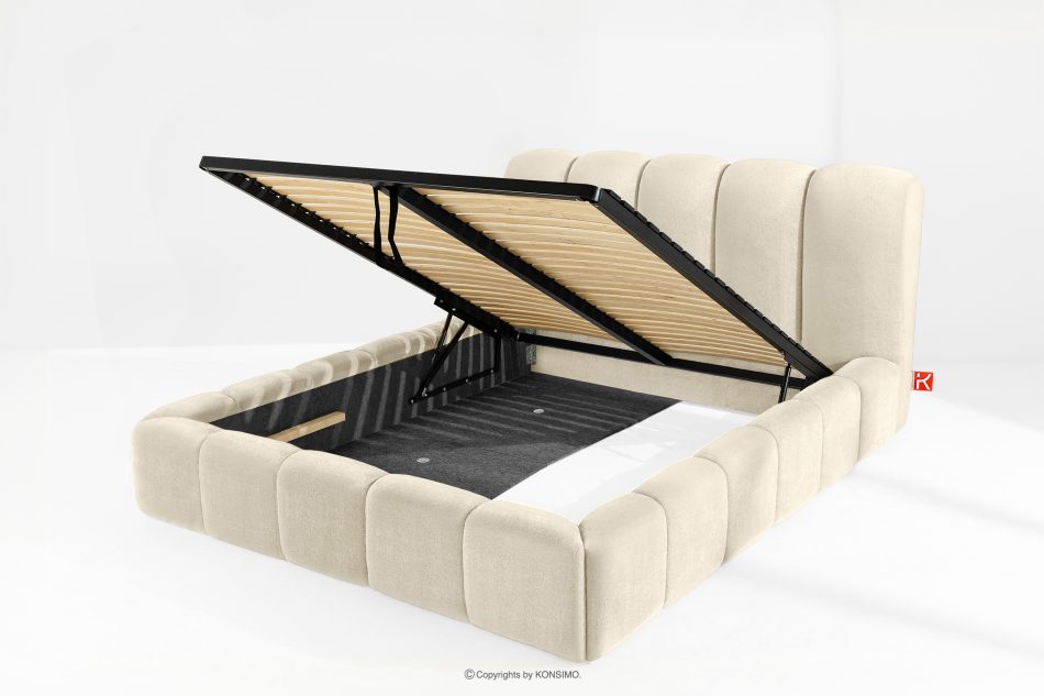 MERIDE Čalúnená posteľ 160 cm v štýle Japandi s ecru prešívaním ekru - obrázok 8