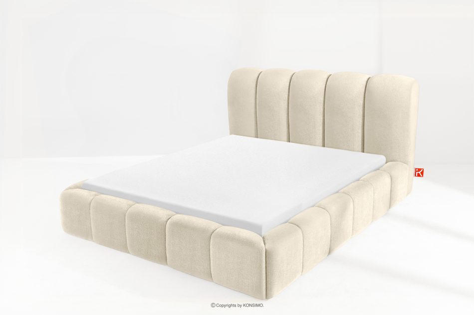 MERIDE Čalúnená posteľ 160 cm v štýle Japandi s ecru prešívaním ekru - obrázok 13