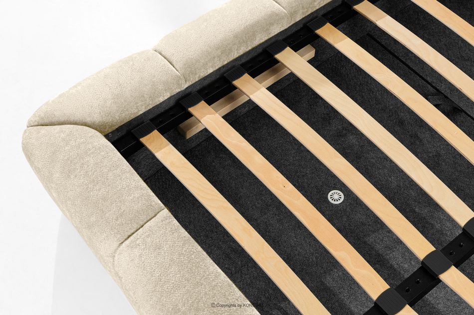 MERIDE Čalúnená posteľ 160 cm v štýle Japandi s ecru prešívaním ekru - obrázok 18