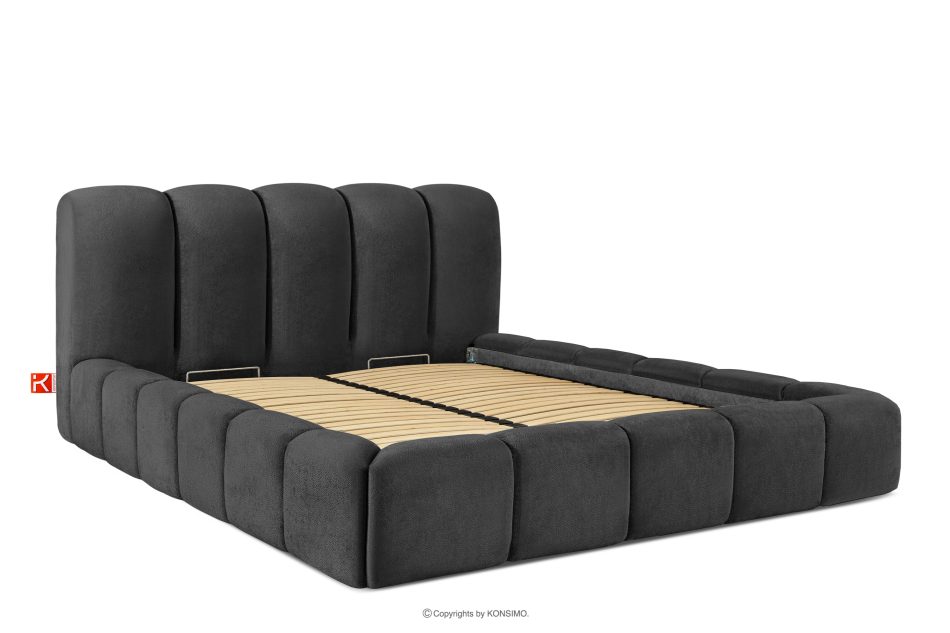 MERIDE Čalúnená posteľ 180 cm s antracitovým prešívaním antracitová - obrázok 2