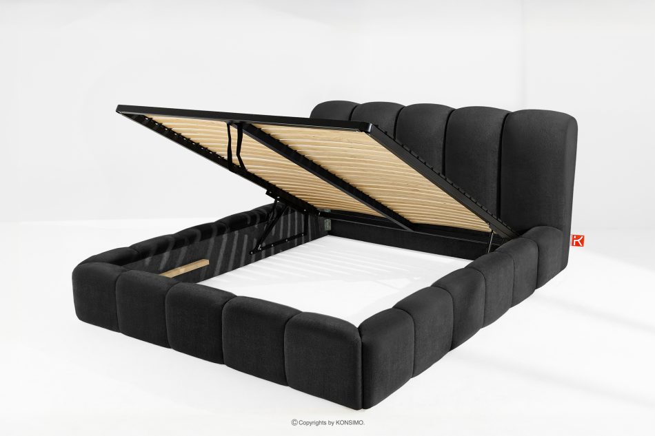 MERIDE Čalúnená posteľ 180 cm s antracitovým prešívaním antracitová - obrázok 6