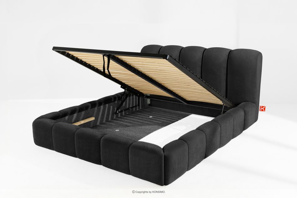 MERIDE Čalúnená posteľ 180 cm s antracitovým prešívaním antracitová - obrázok 8