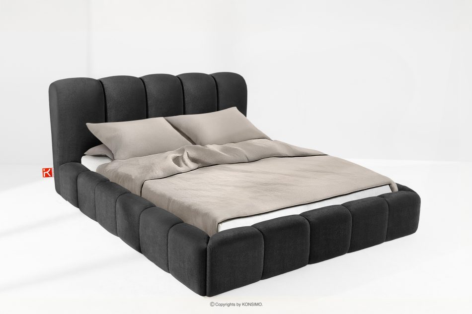 MERIDE Čalúnená posteľ 180 cm s antracitovým prešívaním antracitová - obrázok 1