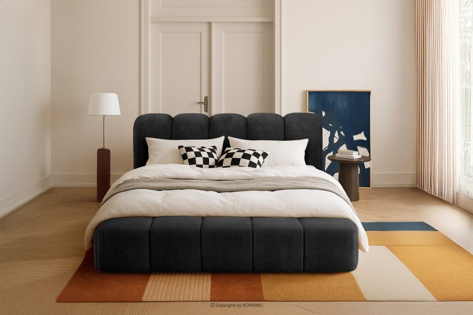 MERIDE Čalúnená posteľ 180 cm s antracitovým prešívaním antracitová - obrázok 21