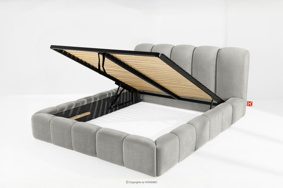 MERIDE Čalúnená posteľ 180 cm so svetlosivým prešívaním svetlo šedá - obrázok 6