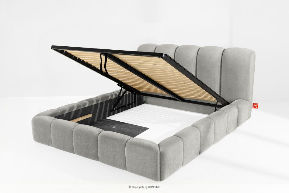 MERIDE Čalúnená posteľ 180 cm so svetlosivým prešívaním svetlo šedá - obrázok 7