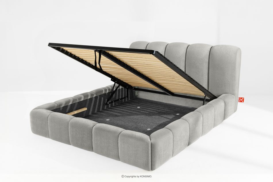 MERIDE Čalúnená posteľ 180 cm so svetlosivým prešívaním svetlo šedá - obrázok 10