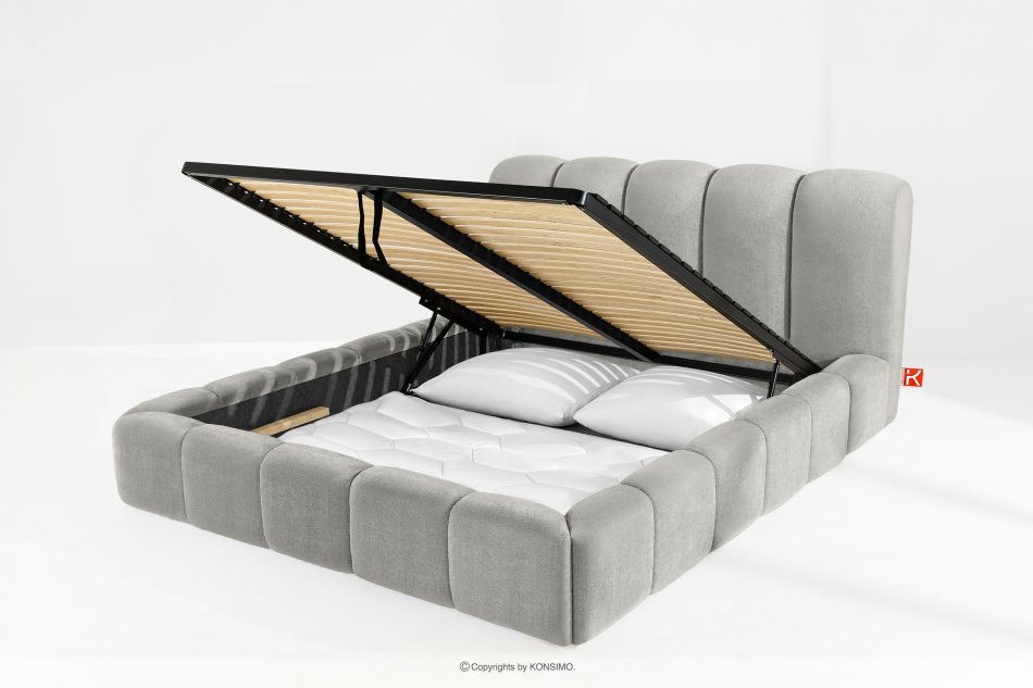 MERIDE Čalúnená posteľ 180 cm so svetlosivým prešívaním svetlo šedá - obrázok 11