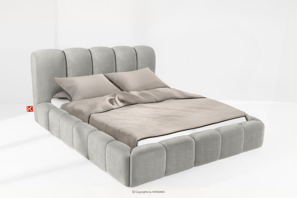 MERIDE Čalúnená posteľ 180 cm so svetlosivým prešívaním svetlo šedá - obrázok 1