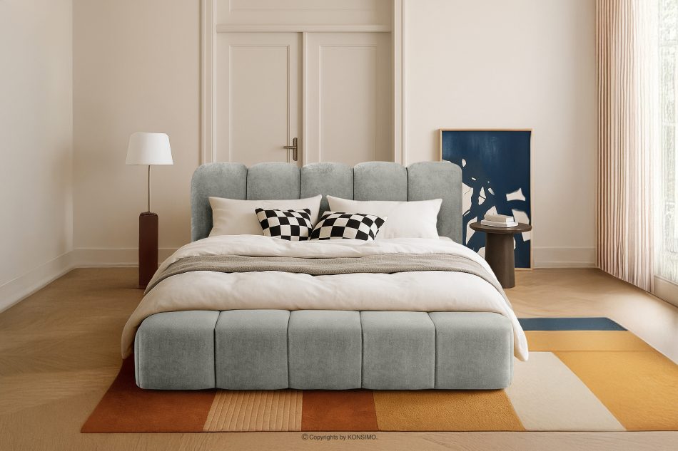 MERIDE Čalúnená posteľ 180 cm so svetlosivým prešívaním svetlo šedá - obrázok 21