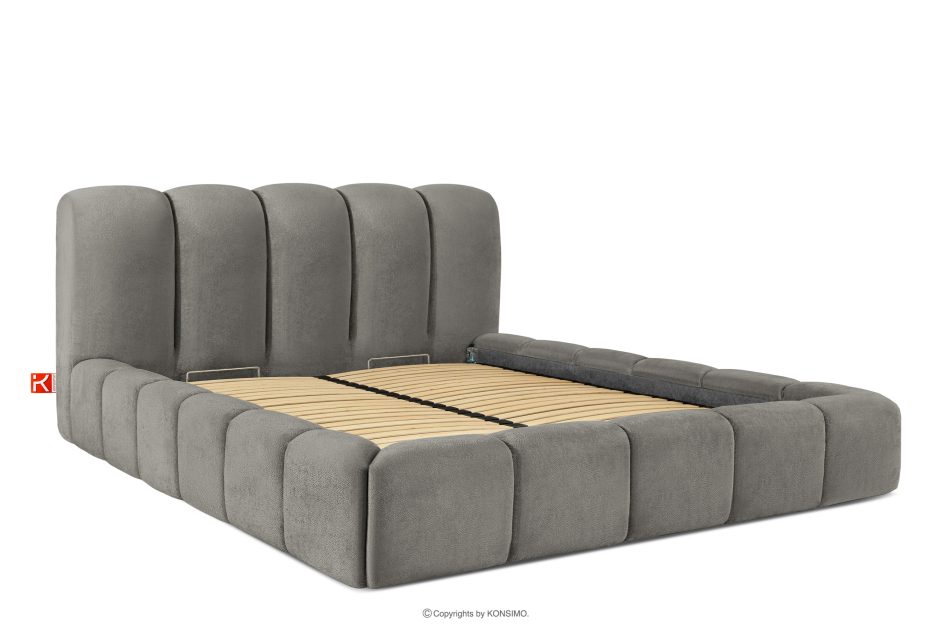 MERIDE Čalúnená posteľ 180 cm s tmavosivým prešívaním tmavo šedá - obrázok 2