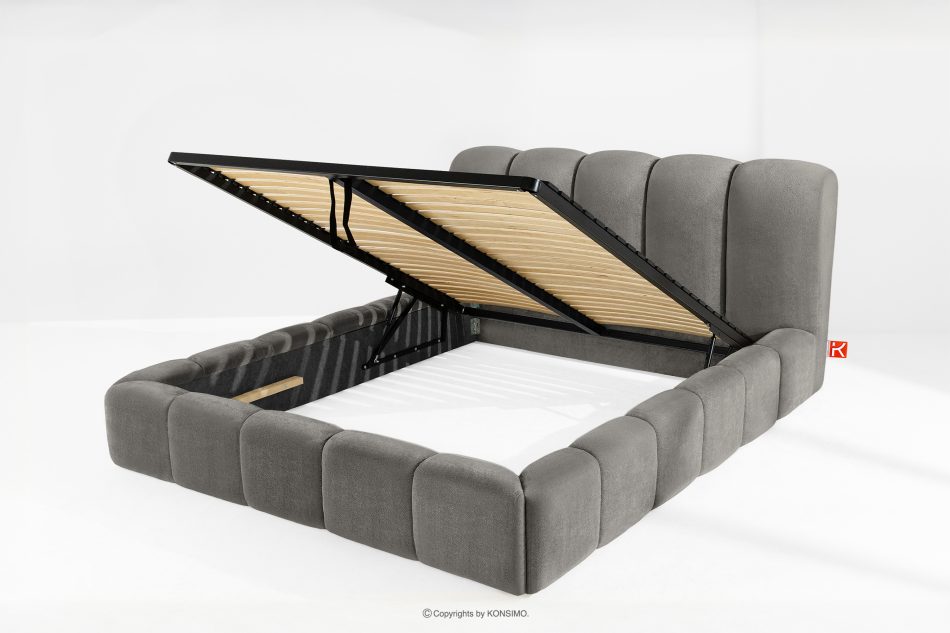 MERIDE Čalúnená posteľ 180 cm s tmavosivým prešívaním tmavo šedá - obrázok 6