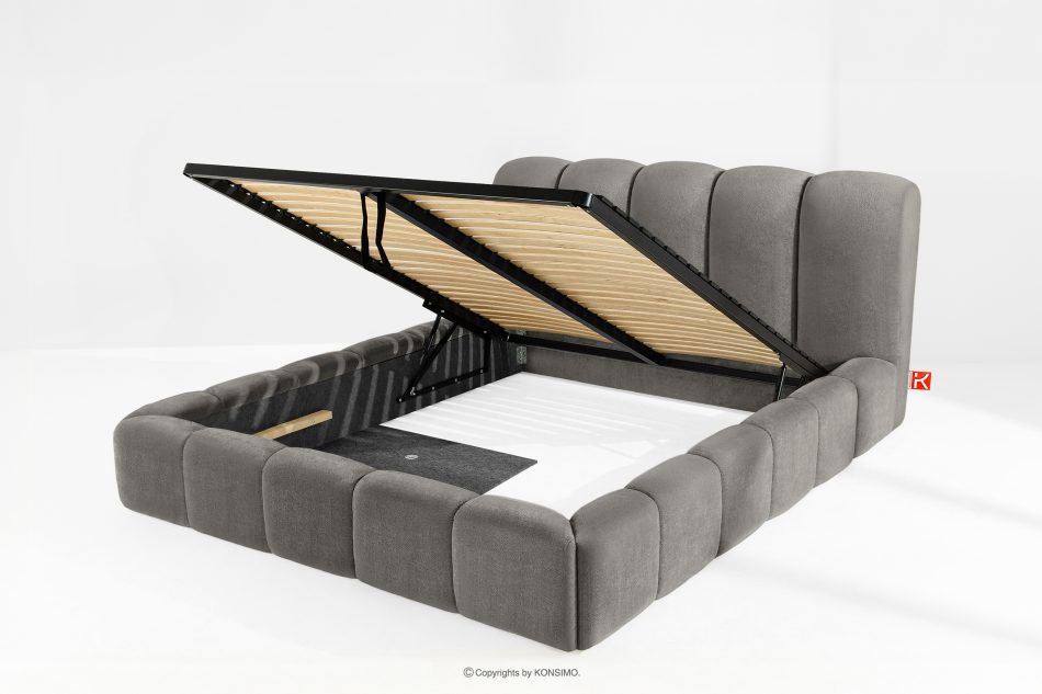 MERIDE Čalúnená posteľ 180 cm s tmavosivým prešívaním tmavo šedá - obrázok 7