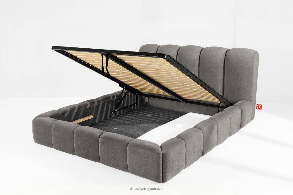 MERIDE Čalúnená posteľ 180 cm s tmavosivým prešívaním tmavo šedá - obrázok 8