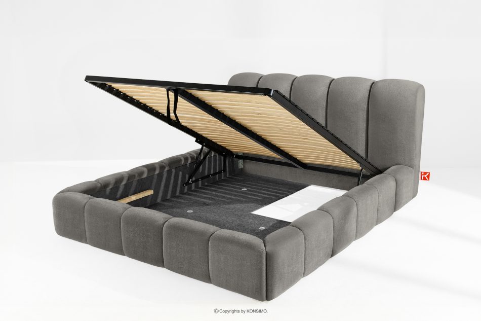 MERIDE Čalúnená posteľ 180 cm s tmavosivým prešívaním tmavo šedá - obrázok 9