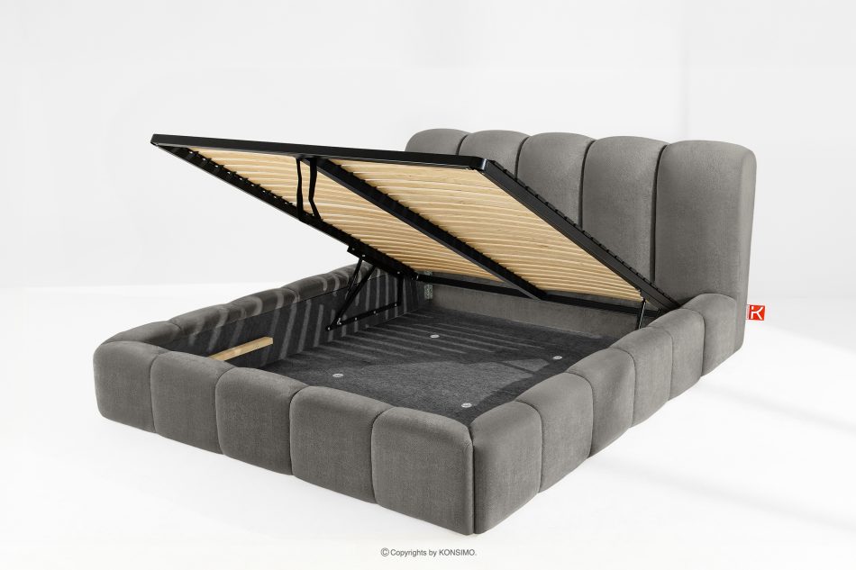 MERIDE Čalúnená posteľ 180 cm s tmavosivým prešívaním tmavo šedá - obrázok 10