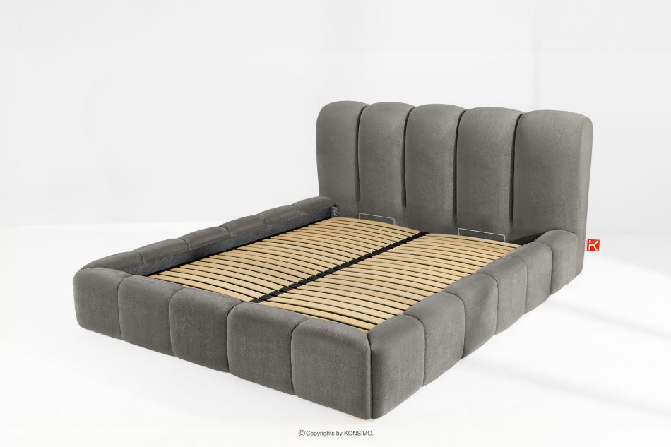 MERIDE Čalúnená posteľ 180 cm s tmavosivým prešívaním tmavo šedá - obrázok 12