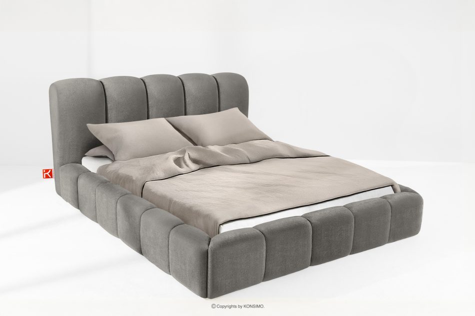 MERIDE Čalúnená posteľ 180 cm s tmavosivým prešívaním tmavo šedá - obrázok 1