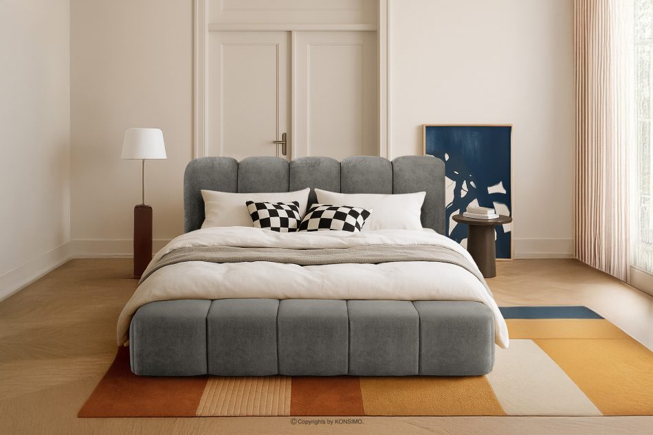 MERIDE Čalúnená posteľ 180 cm s tmavosivým prešívaním tmavo šedá - obrázok 21