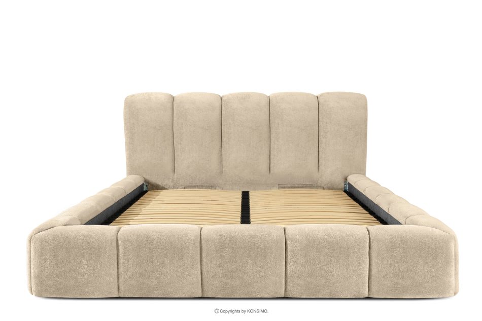 MERIDE Čalúnená posteľ 180 cm v štýle Japandi s béžovým prešívaním béžová - obrázok 3