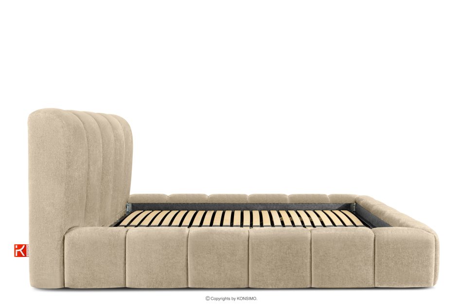 MERIDE Čalúnená posteľ 180 cm v štýle Japandi s béžovým prešívaním béžová - obrázok 4