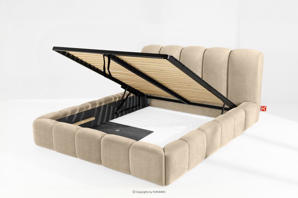 MERIDE Čalúnená posteľ 180 cm v štýle Japandi s béžovým prešívaním béžová - obrázok 7