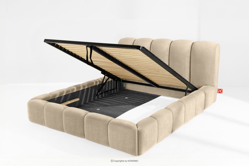 MERIDE Čalúnená posteľ 180 cm v štýle Japandi s béžovým prešívaním béžová - obrázok 8