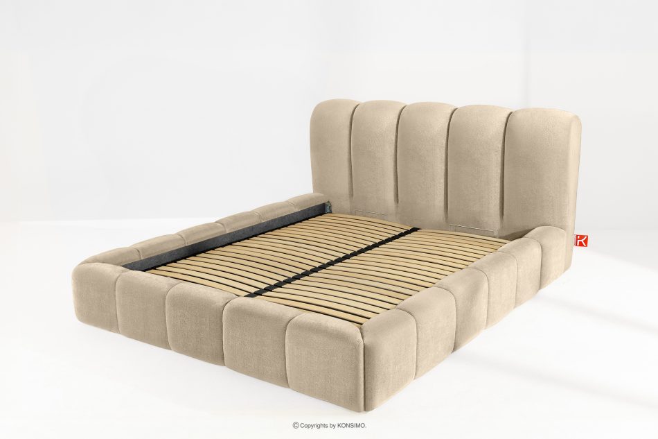MERIDE Čalúnená posteľ 180 cm v štýle Japandi s béžovým prešívaním béžová - obrázok 12