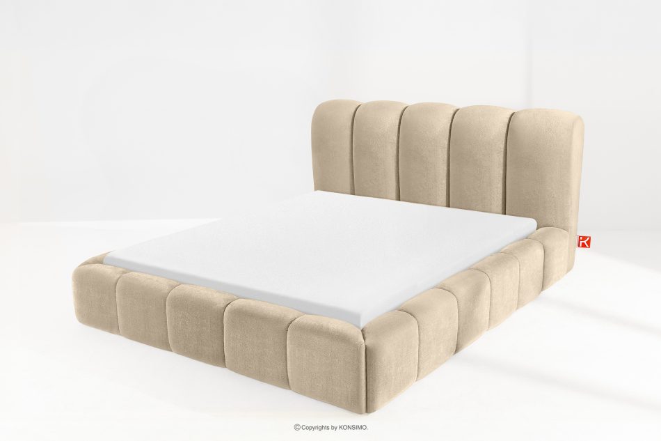 MERIDE Čalúnená posteľ 180 cm v štýle Japandi s béžovým prešívaním béžová - obrázok 13