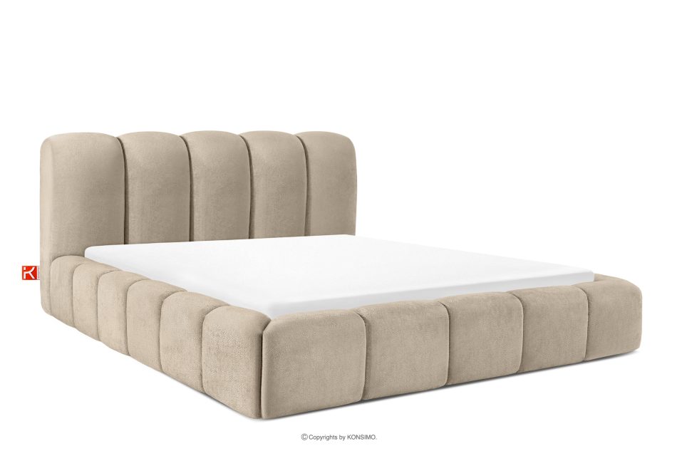 MERIDE Čalúnená posteľ 180 cm v štýle Japandi so sivobežovým prešívaním šedo-béžová - obrázok 0