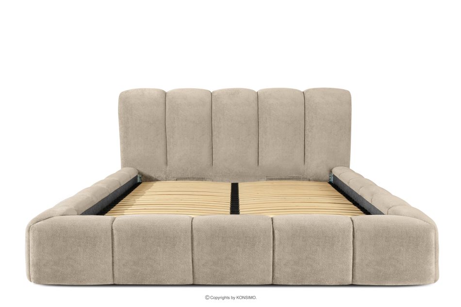 MERIDE Čalúnená posteľ 180 cm v štýle Japandi so sivobežovým prešívaním šedo-béžová - obrázok 3
